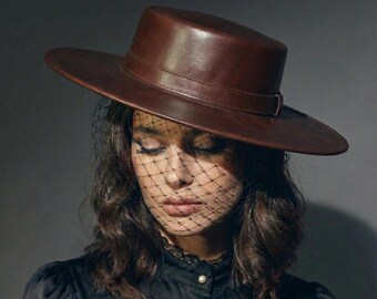 Jessica Wide Straw Boater Ribbon Tie Hat - Etsy display picture 2