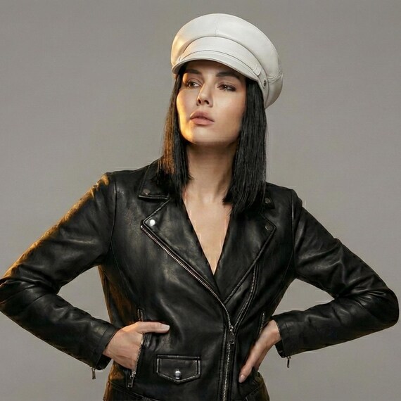 Genuine Leather Newsboy Cap Adjustable Fit Fisherman Style Hat Fall Winter HNVAVQ Leather Fiddler Cap Fisherman Cap Men Women Greek  main image 4