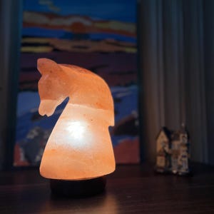 Horse shape Pink Himalayan Salt Lamp Warm Light relax –Home Decor , Air Purifier for Serene Relaxation & Zen Decor | Perfect Mindful Gift