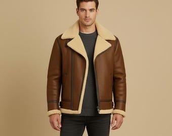 Vintage A-2 Style Dark Brown Leather Bomber Jacket, Men's Flight
