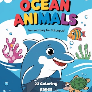 Ocean Adventure Awaits! Aquatic/water Animals Coloring eBook for Children - Dolphins, Whales, Sharks, Turtles 24 pages