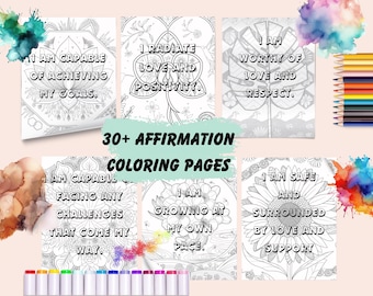 Páginas para colorear de afirmaciones: más de 30 diseños sobre salud mental (PDF)