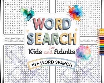Themed Word Search Puzzle Book: Large Print, 11 Puzzles (Digital Download)