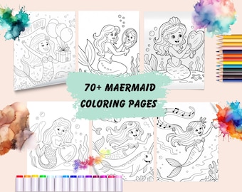 Mermaid Coloring Book: Janna Fairy Art Inspired Line Art (PDF Downloadable Pages for Adults)