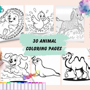 Animal Coloring Book for Kids | Zoo, Farm, Sea & Wild Animals | Baby Animals | Fun Printable Pages for Boys and Girls | PDF Download