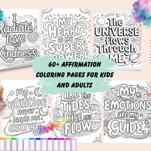 Affirmation Coloring Book: 60+ Motivational Stress Relief Designs (Digital Download)