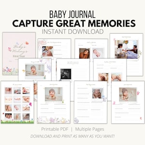 Libro de recuerdos para bebés editable / Plantilla de diario para bebés Canva / Libro de hitos imprimible / Recuerdo de bebé de género neutro / Descarga instantánea