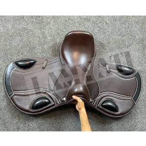 Dressage Jumping Brown Cow Softy Leather Adjustable Saddle 16 Inches With Free Shipping