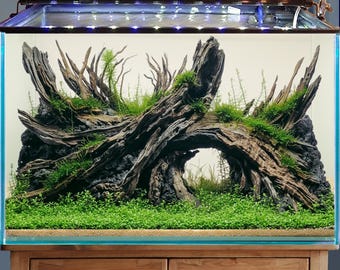 Handmade Driftwood Stone Cave: Natural Aquascape Aquarium Decor