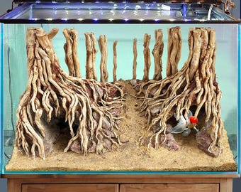 流木を使った水槽盆栽風の洞窟と岩を使った水槽装飾 - Etsy 日本