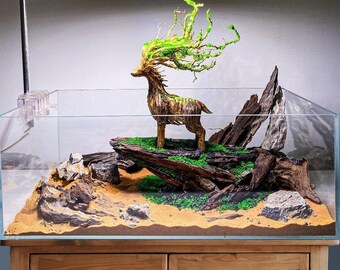Aquarium driftwood sculptures deer statue aquascape hardscape real drift wood fish tank ornaments