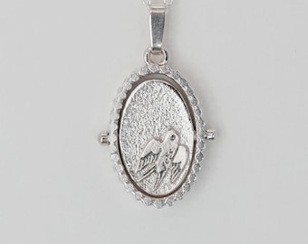 Schwalben Flug Spinning Halskette: Sterling Silber Thaumatrope Anhänger