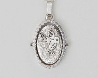 Kolibri Spinning Halskette: Sterling Silber Thaumatrope Anhänger