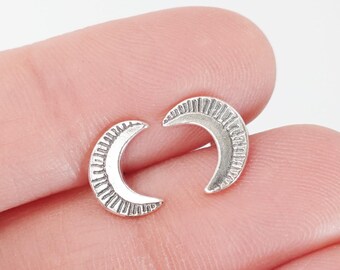 MOND Ohrstecker / SIBLI Kollektion / Halbmond, Astronomie, Himmelskörper Schmuck - Sterling Silber 925