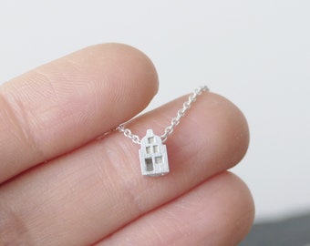 LEUK / NICE -Tiny Amsterdam House Pendant, miniature house necklace, doll house, cityscape, dutch house, travel, housewarming