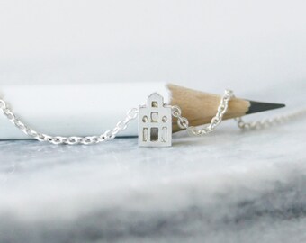 GELUK / LUCK - Tiny Amsterdam House necklace, miniature house charm, tfios, canal house, neck gable, travel gift