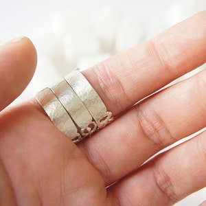 Ashum Ayn Hawa Silver Stackable Rings Moroccan Sugar Collection Handmade, sugar, delicate, geometric, white, organic image 2