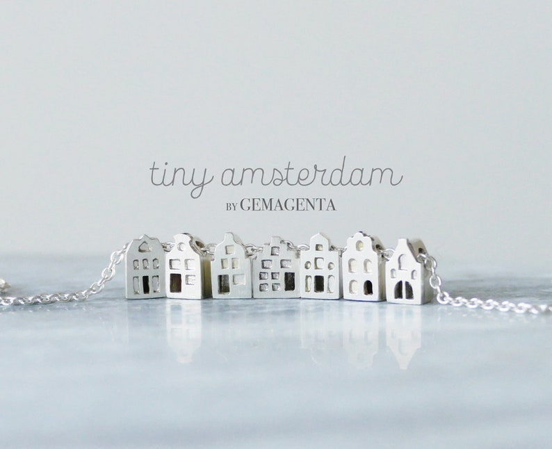RUSTIG / TRANQUIL Tiny Amsterdam House Necklace, miniature house, silver, huis, architect, dutch, home sweet home, housewarming image 7
