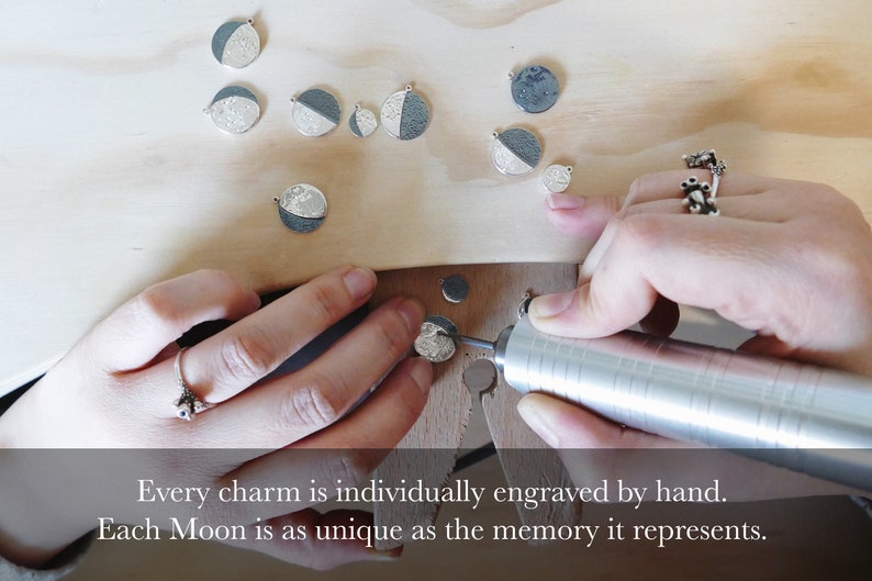 UNDER THIS MOON / Custom moon phase silver bracelet, birthday moon bracelet, first kiss moon, special moments, memento image 3