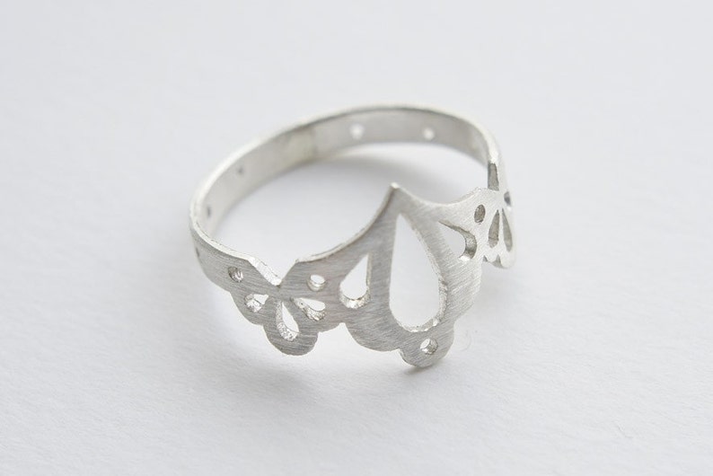 LINGERIE RING 002 Sterling Silver Hand Cut by Gemagenta Delicate, Lace, Sexy, Wedding, Romantic, White or Black Silver image 4