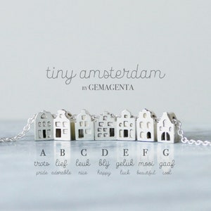 Tiny Amsterdam houses necklace, gift for architect, dutch houses, canal houses, Amsterdam skyline, traveller gift, cityscape image 2