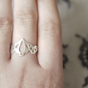 LINGERIE RING 002 Sterling Silver Hand Cut by Gemagenta Delicate, Lace, Sexy, Wedding, Romantic, White or Black Silver image 2