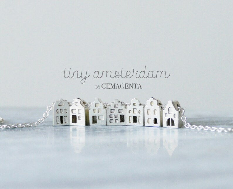 TROTS / PRIDE Tiny Amsterdam House Necklace, miniature house, facade, dutch architecture, wanderlust, canal house, travel image 8