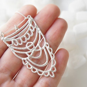 SUKKAR Silver Necklace Moroccan Sugar Handmade, organic, lacy, bohemian, henna, bridal jewelry, amulet image 1