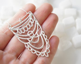 SUKKAR Silver Necklace - Moroccan Sugar - Handmade, organic, lacy, bohemian, henna, bridal jewelry, amulet