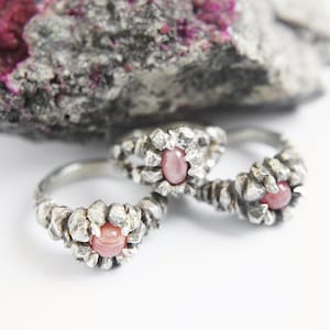 NUSTA Rosa Inca Collection Rhodochrosite Ring Sterling Silver ooak engagement ring, size 5, 6, 7 image 1