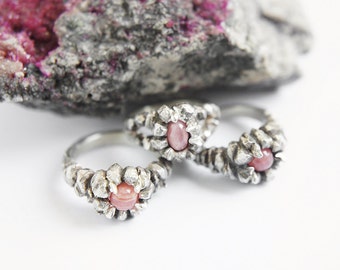 NUSTA  - Rosa Inca Collection - Rhodochrosite Ring - Sterling Silver - ooak engagement ring, size 5, 6, 7