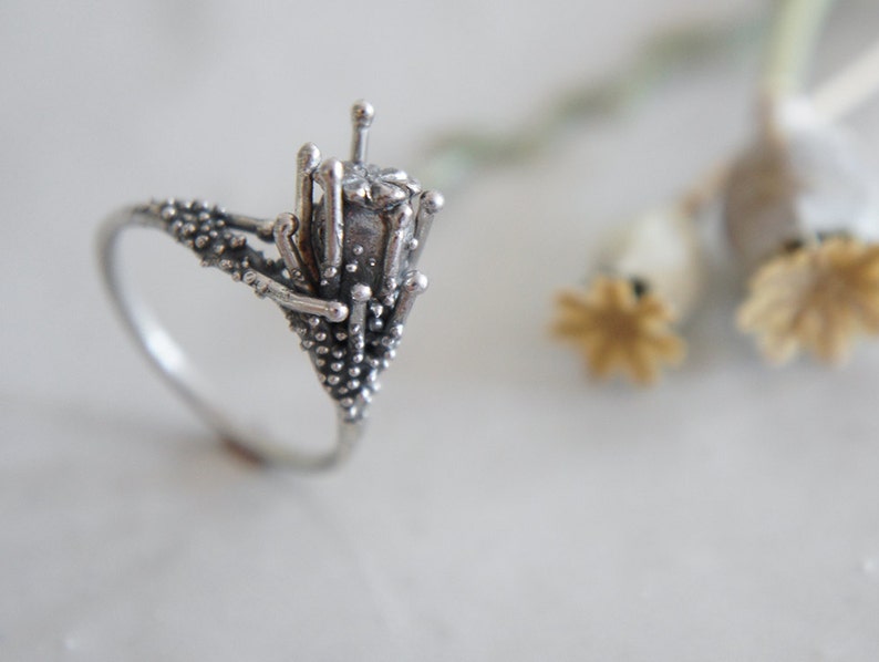Poppy Seedpod Ring silver ring / AMARANTA Collection image 2