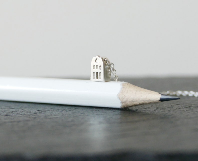 TROTS / PRIDE Tiny Amsterdam House Necklace, miniature house, facade, dutch architecture, wanderlust, canal house, travel image 6