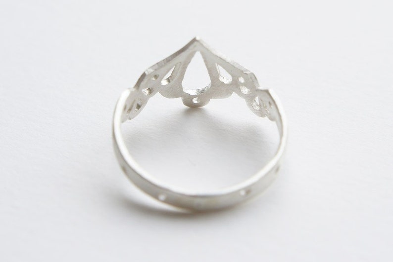 LINGERIE RING 002 Sterling Silver Hand Cut by Gemagenta Delicate, Lace, Sexy, Wedding, Romantic, White or Black Silver image 5