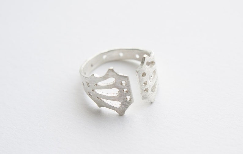 LINGERIE RING 003 Sterling Silver Hand Cut by Gemagenta White or Blackened, Corset, Lace Lingerie, Romantic image 3