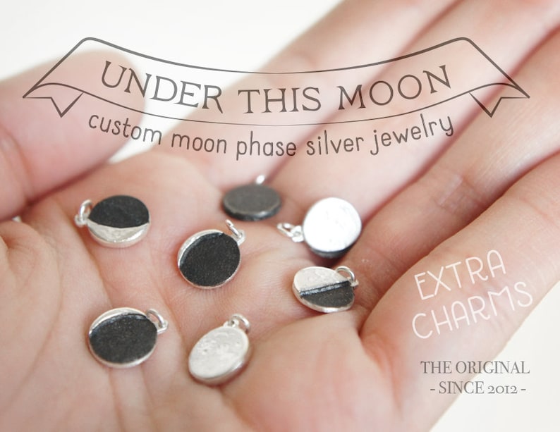 UNDER THIS MOON / Additional Charms Personalized moon phase charm of your special night, necklace, bracelet image 1