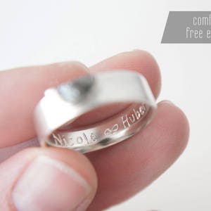 UNDER THIS MOON / Personalised moon phase wedding band set in silver, moon lovers rings, custom moon jewelry, phases of the moon rings image 7