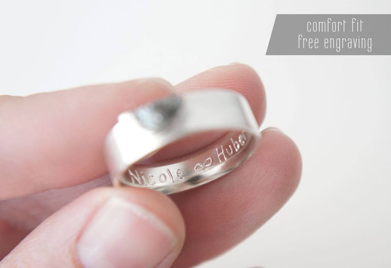 UNDER THIS MOON / Personalised moon phase wedding band set in silver, moon lovers rings, custom moon jewelry, phases of the moon rings image 7