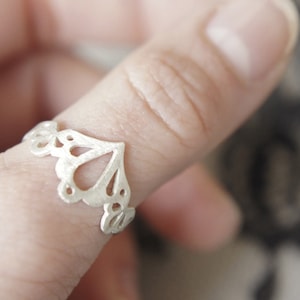 LINGERIE RING 002 Sterling Silver Hand Cut by Gemagenta Delicate, Lace, Sexy, Wedding, Romantic, White or Black Silver image 1