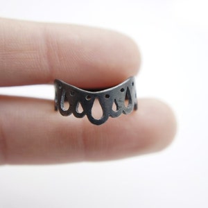 LINGERIE RING 006 Sterling Silver Metalwork by Gemagenta Black or White, Lace, Modern, Sexy, Curvy, Designer Jewelry image 3