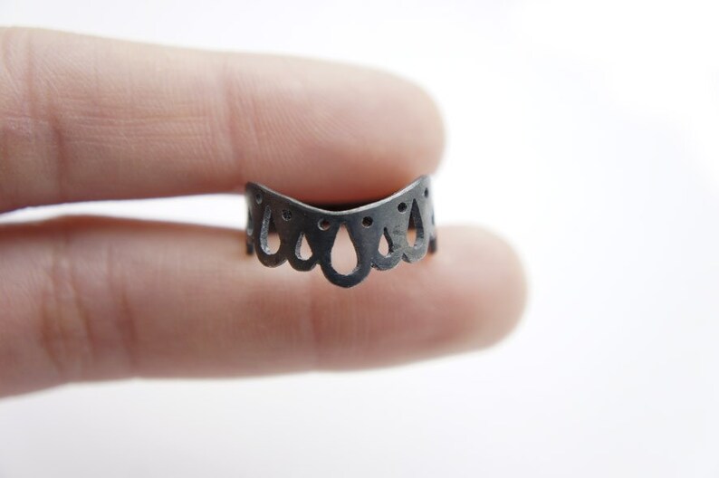 LINGERIE RING 006 Sterling Silver Metalwork by Gemagenta Black or White, Lace, Modern, Sexy, Curvy, Designer Jewelry image 3