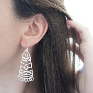 BARAKA Silver Earrings Moroccan Sugar Collection Handmade, tribal, bohemian, henna tattoo, bridal earrings, magic image 1