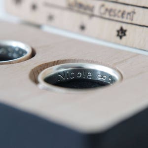 UNDER THIS MOON / Personalised moon phase wedding band set in silver, moon lovers rings, custom moon jewelry, phases of the moon rings image 9