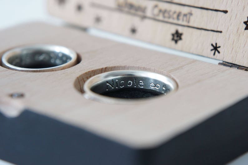 UNDER THIS MOON / Personalised moon phase wedding band set in silver, moon lovers rings, custom moon jewelry, phases of the moon rings image 9