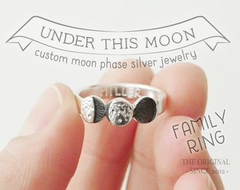 Sterling Silber Familie Mond Phase Ring: Personalisierter Schmuck zum Geburtstag. UNTER DIESEM MOND von Geagenta