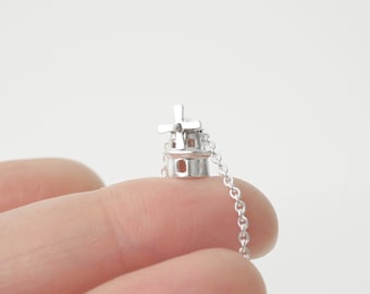 STERK / STRONG - Tiny Windmill, Tiny Amsterdam, silver miniature windmill, windmolen, dutch architecture, travel europe