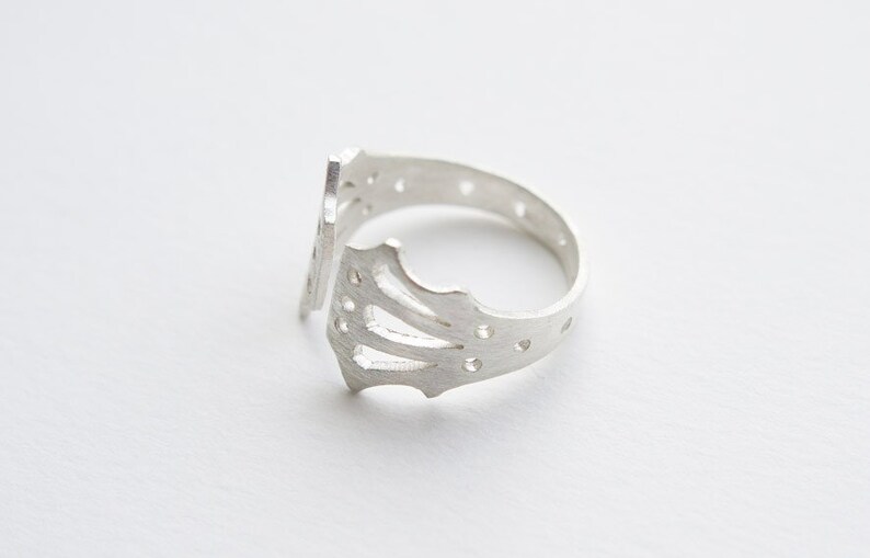 LINGERIE RING 003 Sterling Silver Hand Cut by Gemagenta White or Blackened, Corset, Lace Lingerie, Romantic image 4