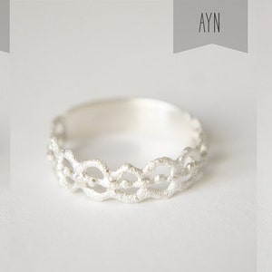 Ashum Ayn Hawa Silver Stackable Rings Moroccan Sugar Collection Handmade, sugar, delicate, geometric, white, organic image 5