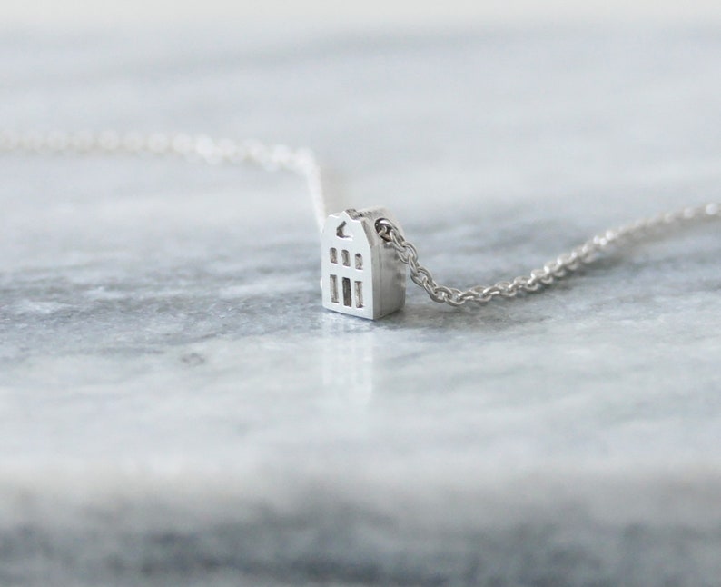 TROTS / PRIDE Tiny Amsterdam House Necklace, miniature house, facade, dutch architecture, wanderlust, canal house, travel image 1