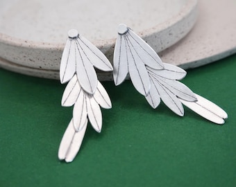 Sterling Silber Feder Ohrringe: Sittich Flug, Glieder Design